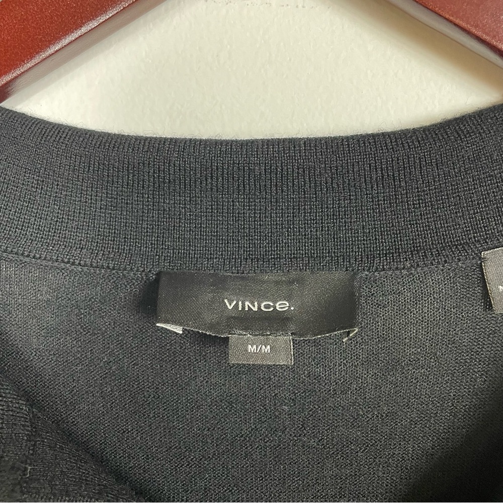 Vince Men's Black Wool Long Sleeve Polo Sweater Size M - Picture 5 of 12